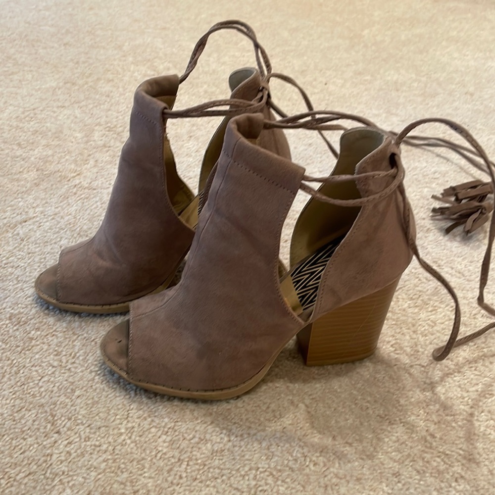 Tan suede heels